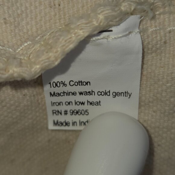 Rae Dunn Large Beige Canvas Teacher Tote Bag Red Apple Reuseable - Picture 8 of 8